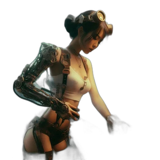 robot, weapon, dress, cyberpunk transparent PNG cut-out