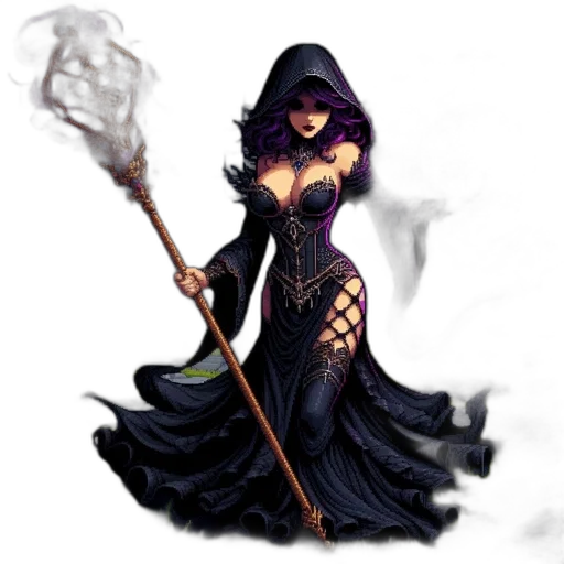 staff, dress, jewelry, fantasy art transparent PNG cut-out
