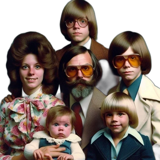 hair, 1970s-80s, family, portrait transparent PNG cut-out