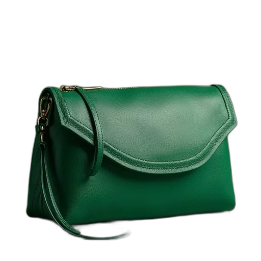 green, sak, leather, clutch transparent PNG cut-out