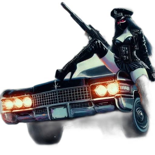 car, weapon, jacket, robot transparent PNG cut-out
