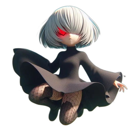 dress, robot, creature, staff transparent PNG cut-out
