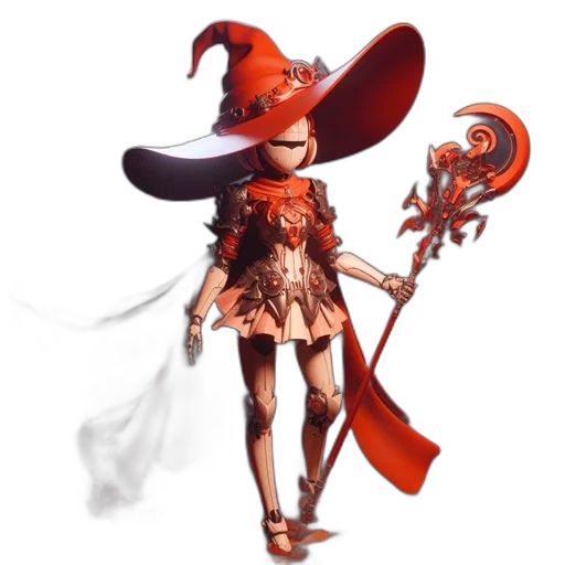staff, hat, dress, concept art transparent PNG cut-out