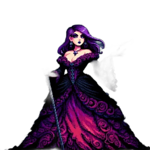 dress, staff, pixel art, fantasy art transparent PNG cut-out