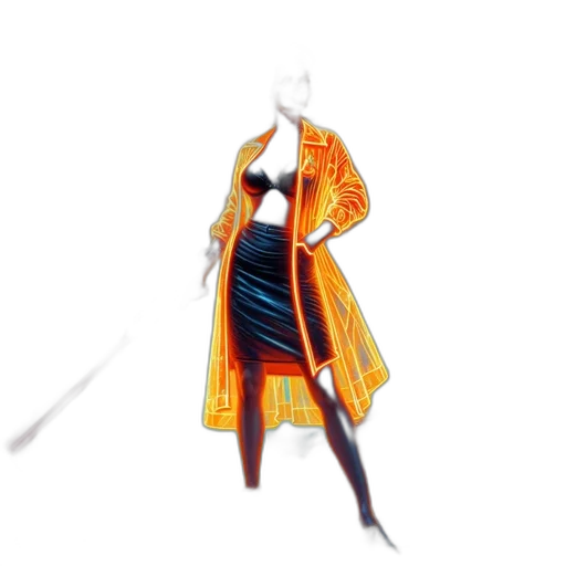 dress, jacket, staff, weapon transparent PNG cut-out