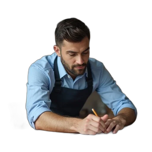 staff, food, jacket, face transparent PNG cut-out