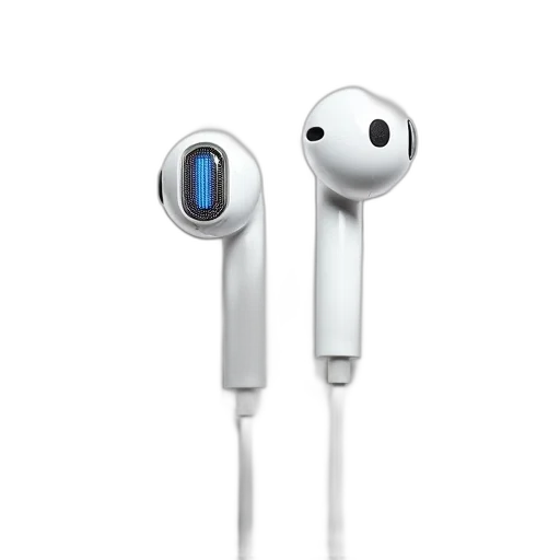 white, earbud, blue, circular transparent PNG cut-out
