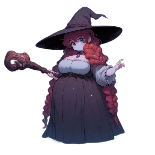 staff, hat, dress, weapon transparent PNG cut-out