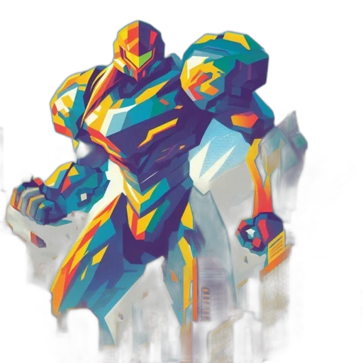 robot, concept art, pixel art, 3d render transparent PNG cut-out