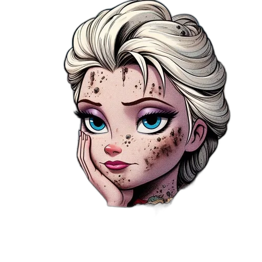 face, cartoon, comic book art, concept art transparent PNG cut-out
