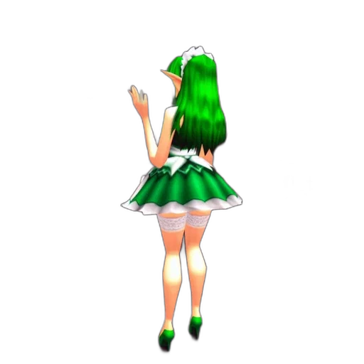 dress, staff, creature, 3d render transparent PNG cut-out