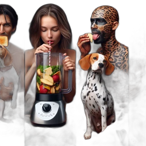 photorealistic, concept art, four, scenes transparent PNG cut-out