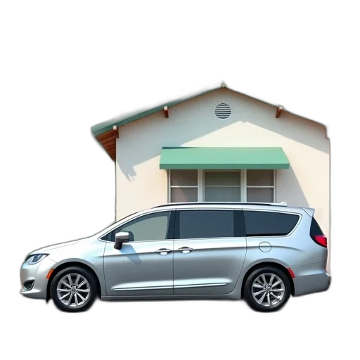 car, building, 3d render, photorealistic transparent PNG cut-out