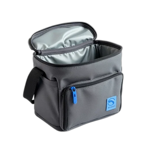 grey, fabric, lunch, bag transparent PNG cut-out