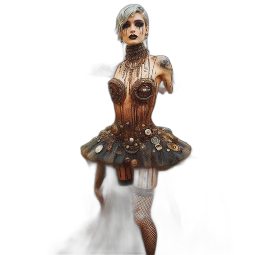 dress, creature, robot, fantasy art transparent PNG cut-out