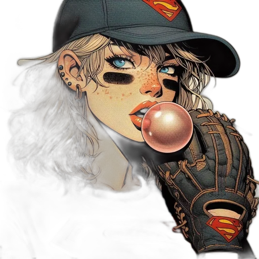 face, weapon, staff, comic book art transparent PNG cut-out