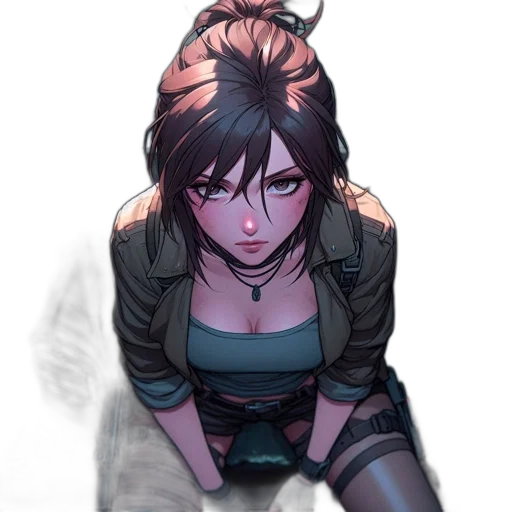 jacket, weapon, staff, face transparent PNG cut-out