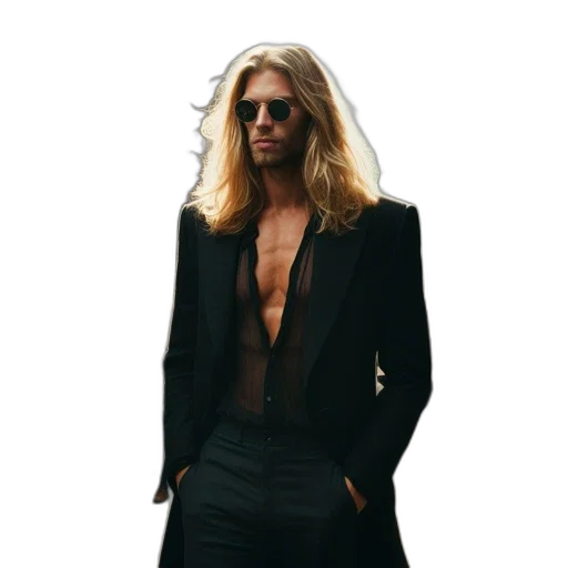 jacket, hair, staff, dress transparent PNG cut-out