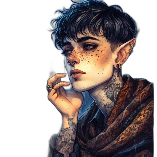 face, dragon, fantasy art, watercolor transparent PNG cut-out