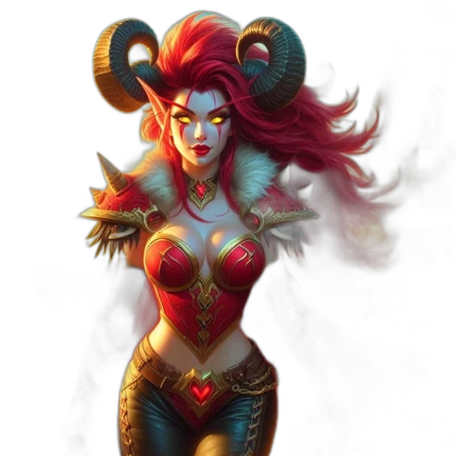 fantasy art, concept art, comic book art, fiery-haired transparent PNG cut-out