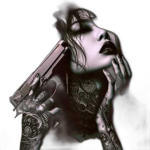 weapon, cyberpunk, photorealistic, fantasy art transparent PNG cut-out