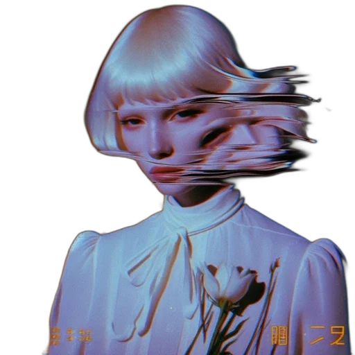hair, robot, face, vaporwave transparent PNG cut-out