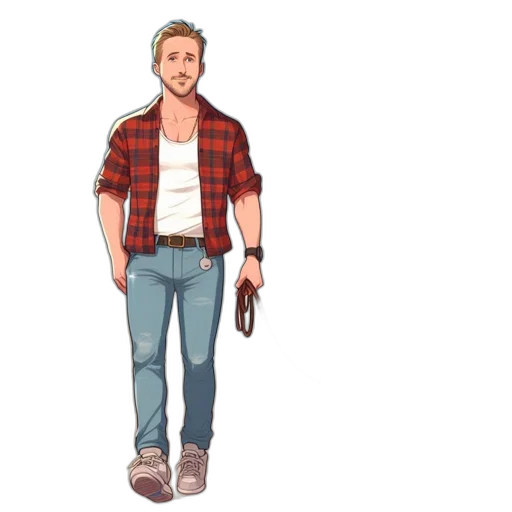 jacket, staff, pixel art, cartoon transparent PNG cut-out