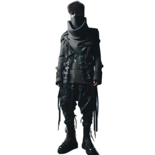 jacket, staff, mask, cyberpunk transparent PNG cut-out
