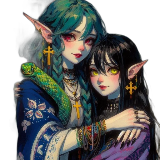 fantasy art, concept art, watercolor, pixel art transparent PNG cut-out
