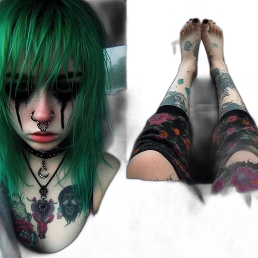 creature, shoes, dress, hair transparent PNG cut-out