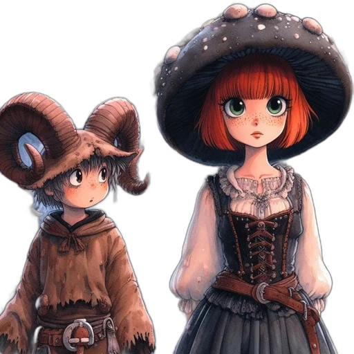hat, dress, fantasy art, concept art transparent PNG cut-out