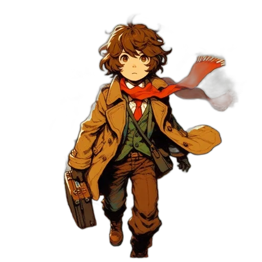 jacket, staff, weapon, pixel art transparent PNG cut-out