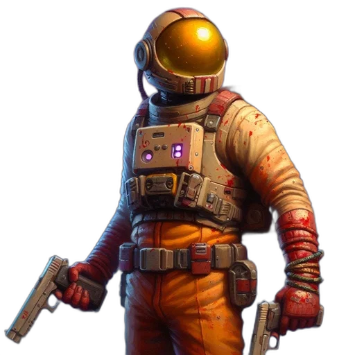 weapon, jacket, staff, robot transparent PNG cut-out
