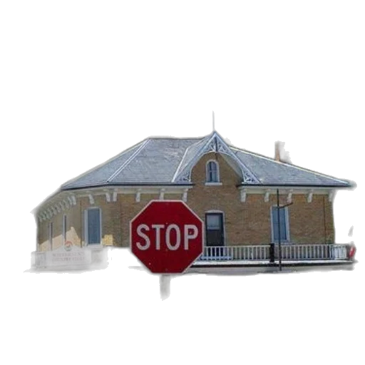 building, umbrella, car, 3d render transparent PNG cut-out