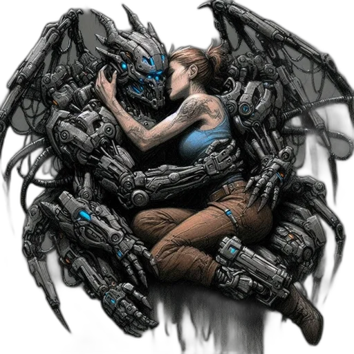robot, dragon, concept art, comic book art transparent PNG cut-out