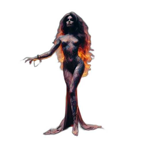 creature, hair, staff, dress transparent PNG cut-out
