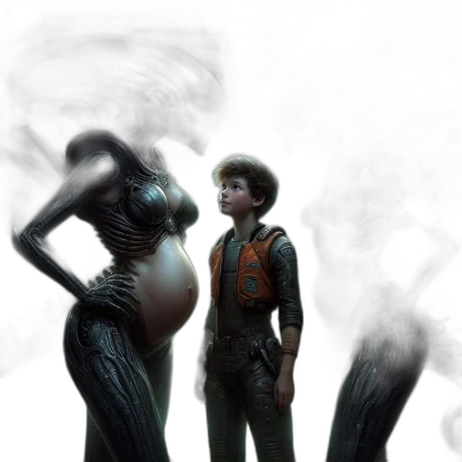 creature, robot, hair, jacket transparent PNG cut-out