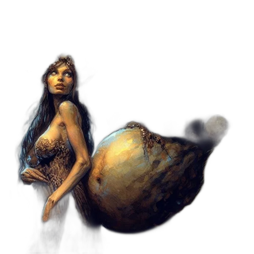 dress, hair, creature, fantasy art transparent PNG cut-out