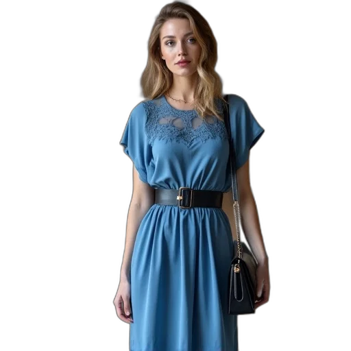 dress, photorealistic, blue, dark transparent PNG cut-out