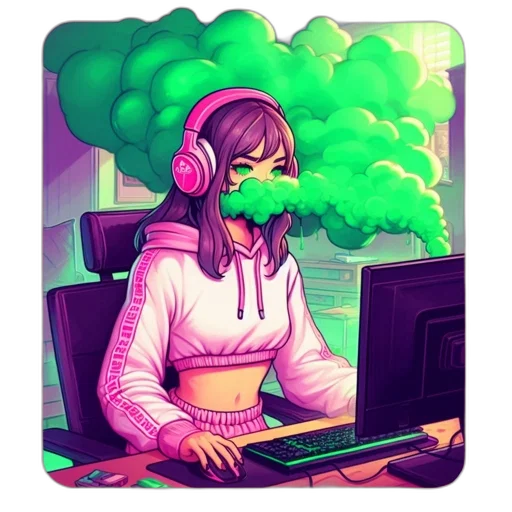 jacket, face, mask, vaporwave transparent PNG cut-out