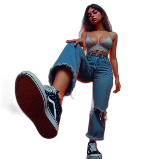 shoes, jacket, 3d render, vaporwave transparent PNG cut-out