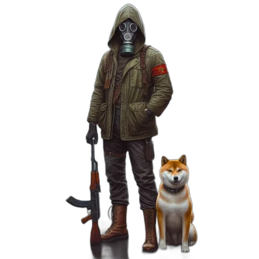 jacket, mask, animal, weapon transparent PNG cut-out