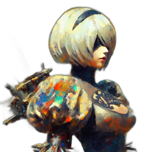 robot, hair, weapon, mask transparent PNG cut-out