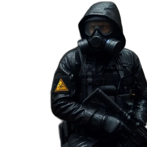 jacket, mask, weapon, concept art transparent PNG cut-out