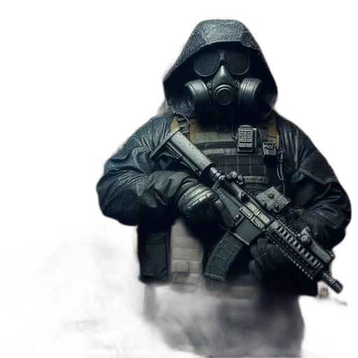 jacket, mask, weapon, staff transparent PNG cut-out