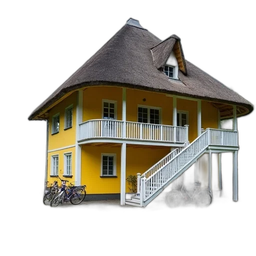 building, umbrella, furniture, 3d render transparent PNG cut-out
