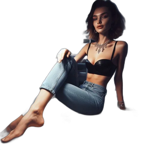 jewelry, shoes, jacket, hair transparent PNG cut-out
