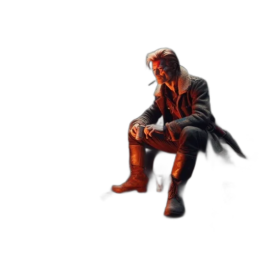 jacket, mask, creature, staff transparent PNG cut-out
