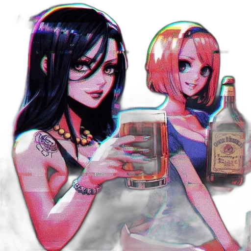 bottle, vaporwave, anime, comic book art transparent PNG cut-out