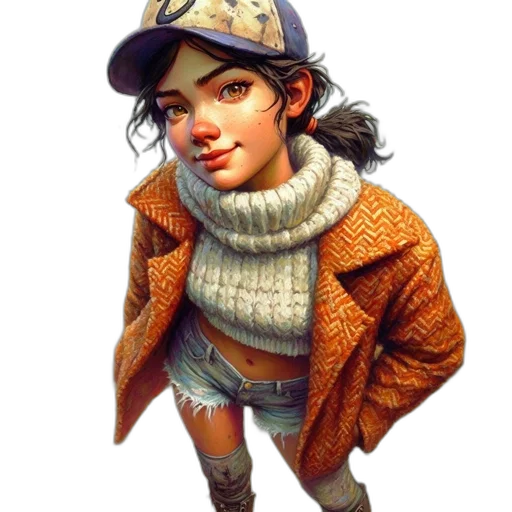 jacket, hat, staff, face transparent PNG cut-out